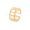 Ion Plating(IP) 304 Stainless Steel Rectangle Hollow Open Cuff Ring for Women RJEW-S405-161G-3