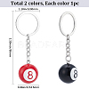 2Pcs 2 Colors Platinum Alloy Resin Keychains KEYC-BM0001-17-2