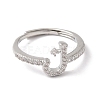 Rack Plating Brass Cubic Zirconia Arabic Letters Adjustable Rings for Women RJEW-S407-10P-14-2