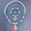 Resin & Glass Bead Pendant Necklaces & Charm Bracelets & Rings Sets FS-WGCCE83-02-1