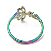 Ion Plating(IP) 304 Stainless Steel Hollow Lotus Adjustable Ring for Women RJEW-M149-32RC-2