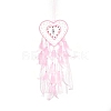 Heart Woven Web/Net with Feather Hanging Ornaments HJEW-G025-12A-1