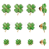 CHGCRAFT 12Pcs 3 Size Green Resin Clover Lapel Pin Brooch JEWB-CA0001-39-1