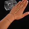 Dainty  304 Stainless Steel Pave Cubic Zirconia Link Finger Ring Bracelets for Women FS-WGC6CE7-01-2