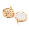 Brass Micro Pave Clear Cubic Zirconia Flat Round Pendants KK-Q806-03G-2