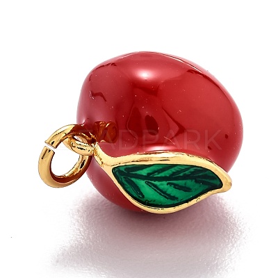 Brass Enamel Charms KK-O140-03G-1