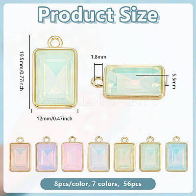 56Pcs 7 Colors Alloy Glass Pendants FIND-OC0014-29-1