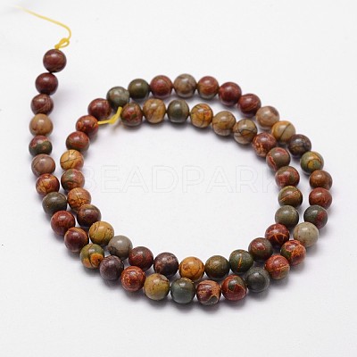 Natural Polychrome Jasper/Picasso Stone/Picasso Jasper Bead Strands X-G-D840-85-8mm-1