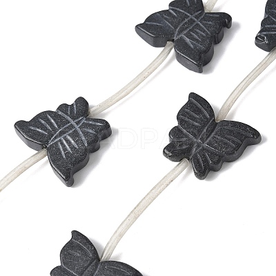 Natural Black Stone Beads Strands G-B136-A07-1