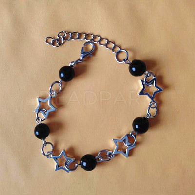 Punk Style Plastic Round Bead Link Bracelets FS-WGB9990-04-1