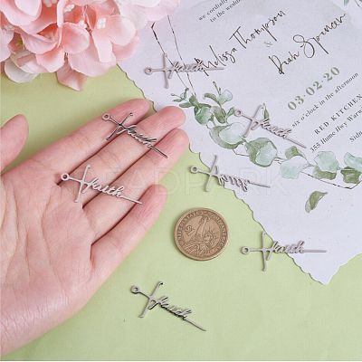 10Pcs Faith Cross Charm Pendant Faith Necklace Charm Stainless Steel Pendant for Necklace Making Christian Religious Jewelry Gifts JX515A-1