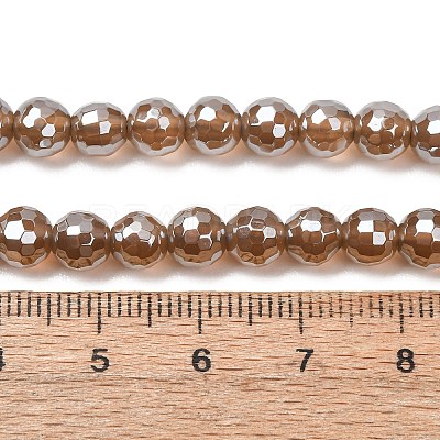 Electroplated Natural Agate Beads Strands G-B191-A07-6mm-17-1