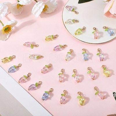 30Pcs Tulip Acrylic Locking Stitch Marker HJEW-SC0002-20-1