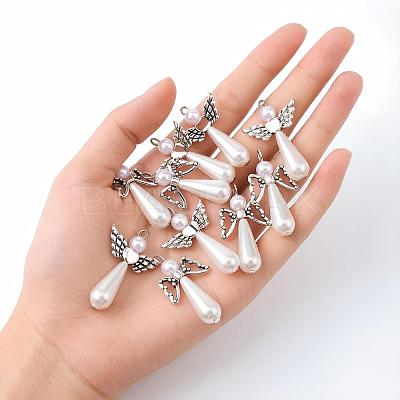 Acrylic Imitation Pearl with Alloy Pendants PALLOY-YW00001-1
