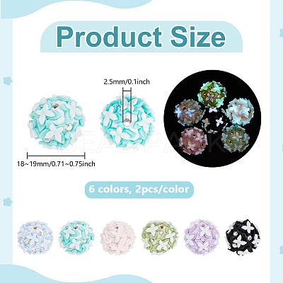 12Pcs 6 Colors Luminous Handmade Polymer Clay Beads CLAY-PH0002-15-1
