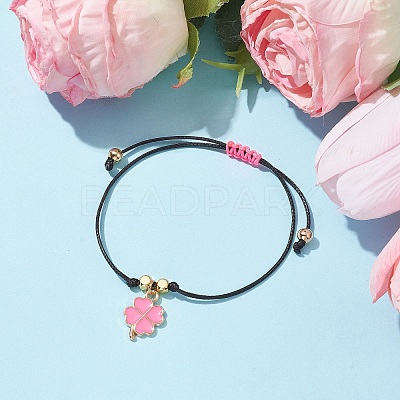 Alloy Enamel Clover Charm Bracelet BJEW-JB09962-02-1