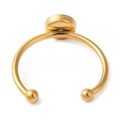 304 Stainless Steel Flat Round Pad Ring Setting STAS-I306-05A-G-1