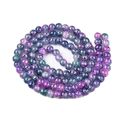 Drawbench Crackle Glass Beads Strands GLAA-N006-8mm-05-1