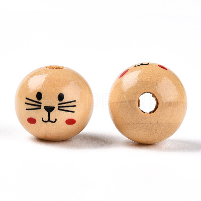 Natural Wood European Beads WOOD-S055-16A-1