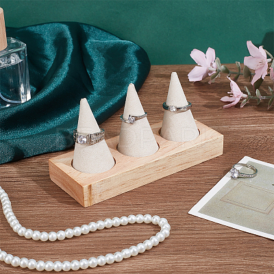 3 Cone Wooden Ring Organizer Holder RDIS-WH0031-02A-03-1