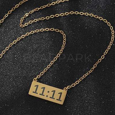 304 Stainless Steel Number 11:11 Pendant Necklaces NJEW-NH0002-01G-06-1