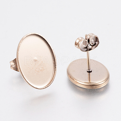 Ion Plating(IP) 304 Stainless Steel Stud Earring Settings STAS-F148-03RG-1