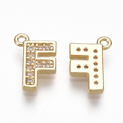 Brass Cubic Zirconia Charms KK-S348-330F-1