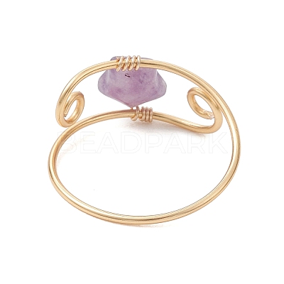 Copper Wired Gemstone Finger Rings RJEW-JR00978-1