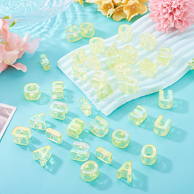 50Pcs 5 Styles UV Plating Rainbow Iridescent Acrylic Beads OACR-TA0004-67B-1