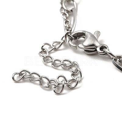Tarnish Resistant 304 Stainless Steel Paperclip & Cable Chains Double Layer Multi-strand Bracelet with Charm for Women BJEW-C025-07P-1