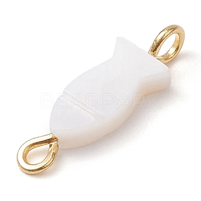 Natural Freshwater Shell Fish Links Connector Charms PALLOY-JF02821-1