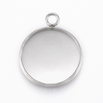 Non-Tarnish 304 Stainless Steel Pendant Cabochon Settings X-STAS-E146-18P-16mm-1