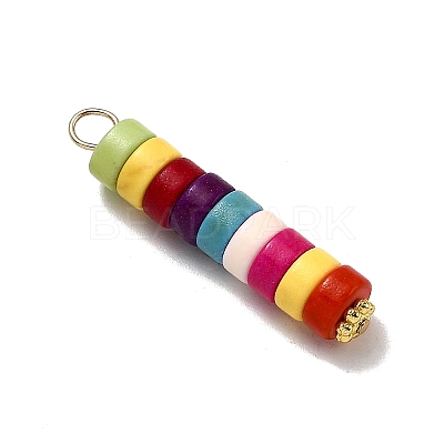 Dyed Synthetic Turquoise Column Pendants PALLOY-JF04536-02-1