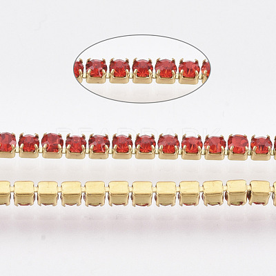 304 Stainless Steel Rhinestone Strass Chains STAS-T055-06G-1