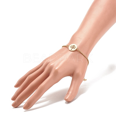 201 Stainless Steel Tree of Life Link Bracelet with 304 Stainless Steel Box Chains for Women BJEW-JB08281-01-1