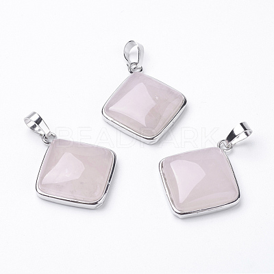 Natural Rose Quartz Pendants G-E420-03P-1