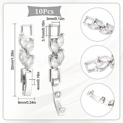 10Pcs Rack Plating Brass Clear Cubic Zirconia Watch Band Clasps KK-SC0003-11P-1