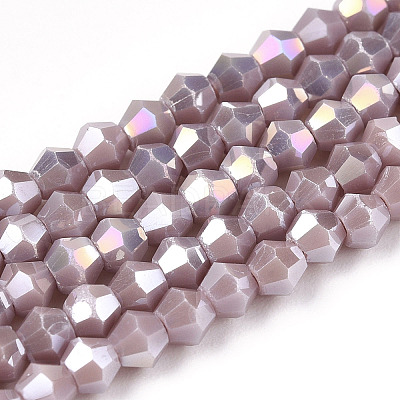 Opaque Solid Color Electroplate Glass Beads Strands EGLA-A039-P2mm-B13-1