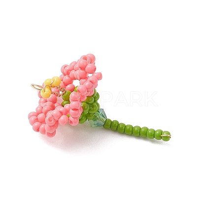 Glass Seed Beaded Flower Pendants PALLOY-MZ01171-1