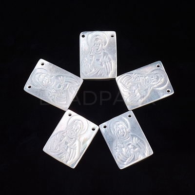 Natural White Shell Pendants SSHEL-D083-29B-1