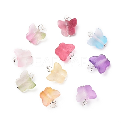 Two Tone Spray Painted Transparent Acrylic Pendants PALLOY-JF01838-01-1