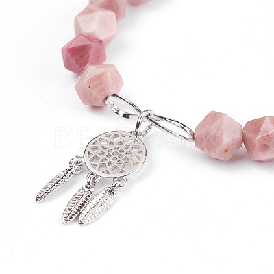 Natural Rhodonite Beads Charm Bracelets BJEW-O162-D09-1