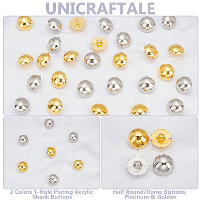 100Pcs 2 Colors 1-Hole Plating Acrylic Shank Buttons FIND-UN0016-03-1