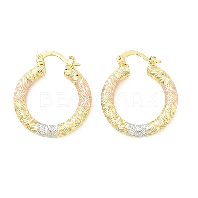 Brass Two Tone Hoop Earrings EJEW-B117-06C-M-1