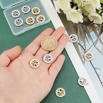 12Pcs 2 Colors 201 Stainless Steel Pendants STAS-UN0031-34-1