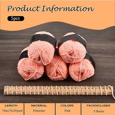 5Pcs Polyester Yarn for Knitting & Crochet YCOR-SZ0001-03D-1