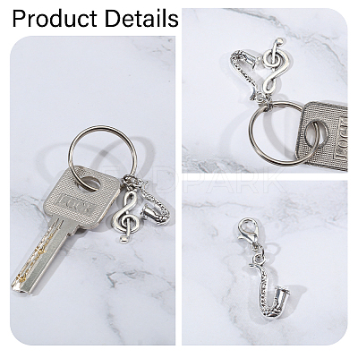 48Pcs 3 Style Alloy Pendant Decoration & Keychain HJEW-CA00047-1