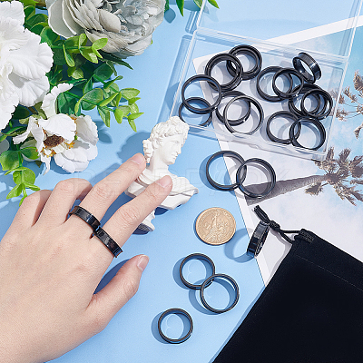 24Pcs 8 Size 201 Stainless Steel Grooved Finger Ring Settings STAS-UN0041-46EB-1