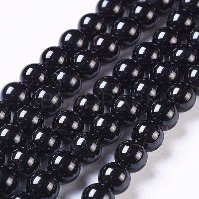 Natural Black Onyx Beads Strands X-G-H1567-8MM-1