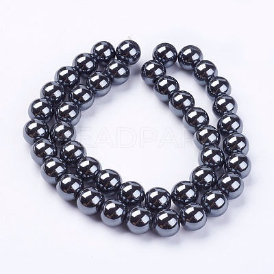 Non-Magnetic Synthetic Hematite Beads Strands G-H1623-10mm-1-1